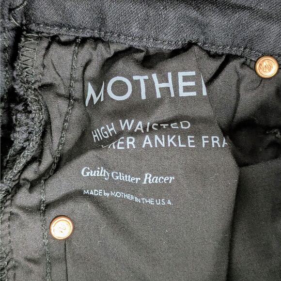 Mother Guilty Glitter Racer 24 Black Skinny Jeans Luxe Athleisure Street Style - Picture 2 of 12
